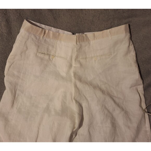 STEVE HARVEY 100% Linen Pants Mens 52/34 (50/30 Actual) White Pleated - Picture 14 of 14
